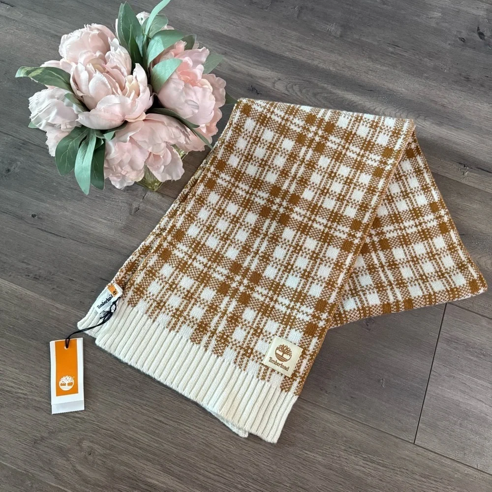 New Timberland Wheat‎ & Cream Plaid Scarf